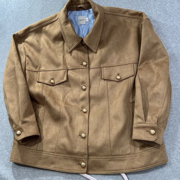 Mauve Vegan Suede Trucker Jacket Womens XL Honey Caramel Gold Buttons - Picture 7 of 16